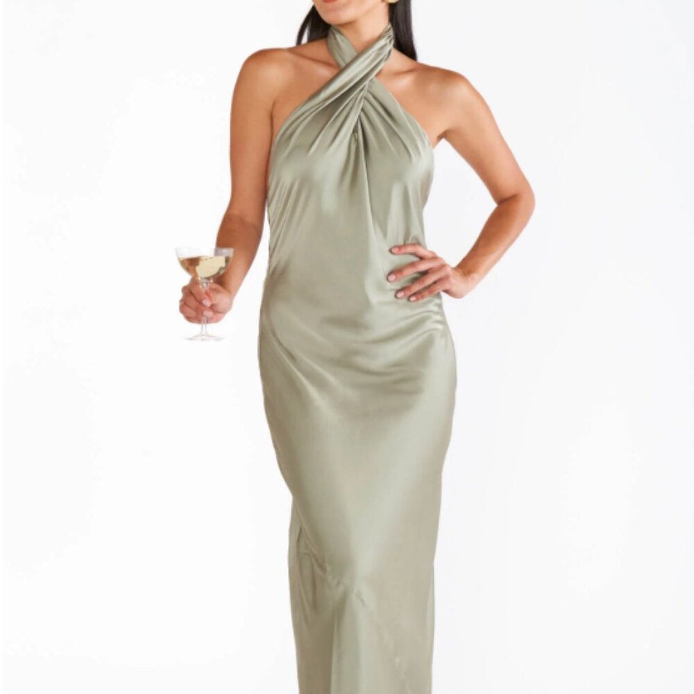 Show Me Your Mumu Jasmine Halter Dress - Moss Greene (M)